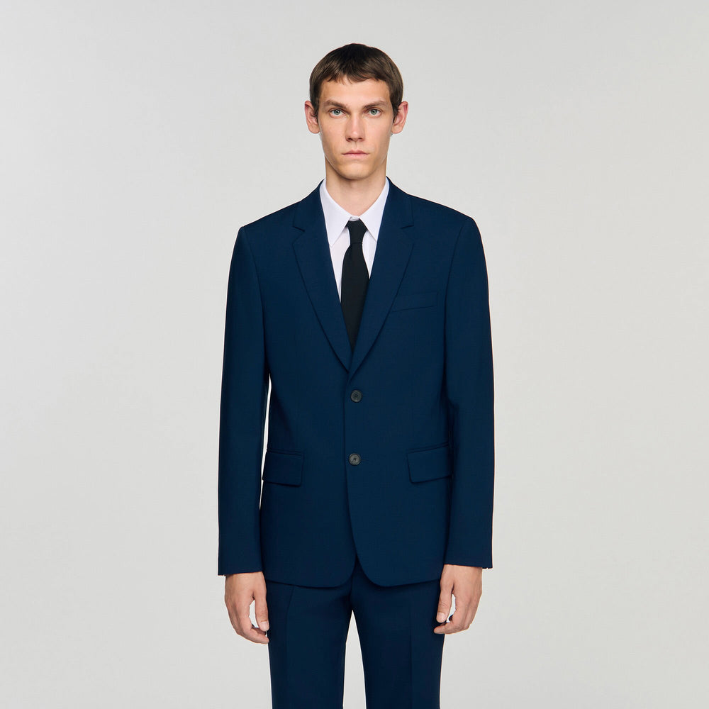 Wool suit jacket Royal Blue Sandro Men