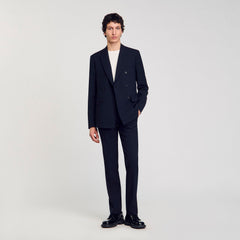 Double-breasted suit jacket Navy Blue Sandro Men