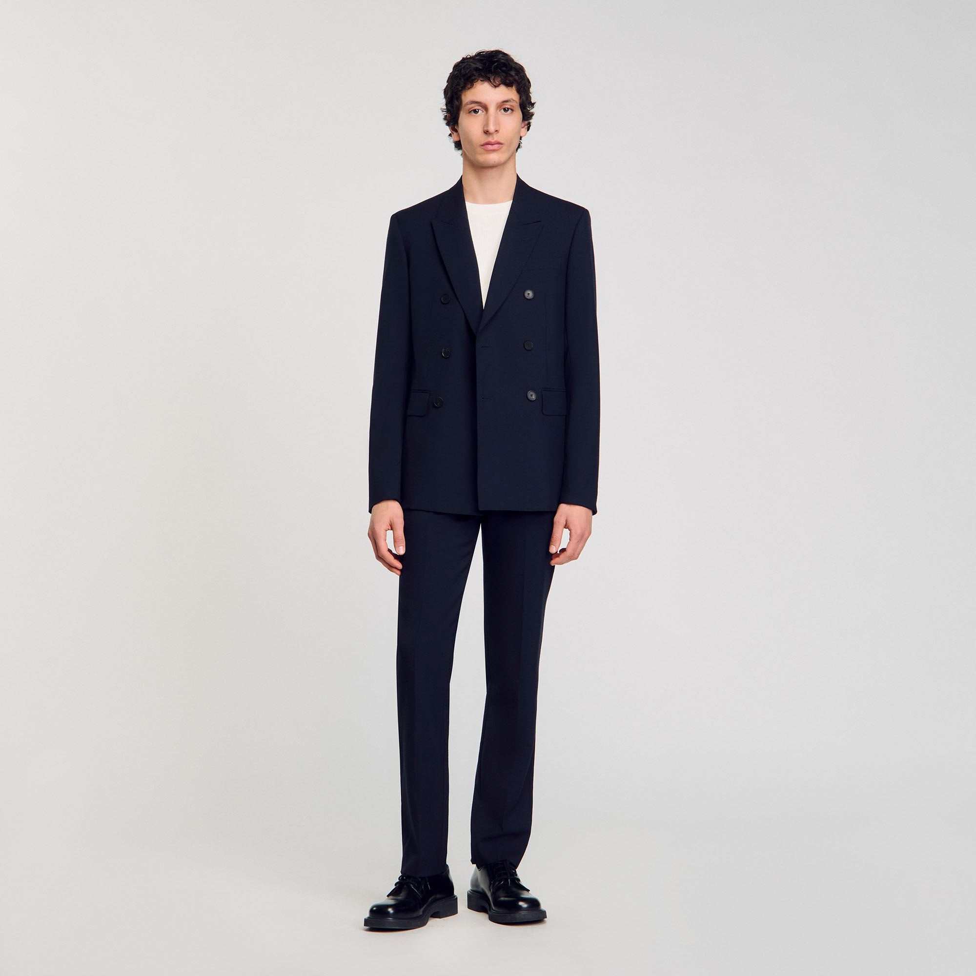 Double-breasted suit jacket Navy Blue Sandro Men