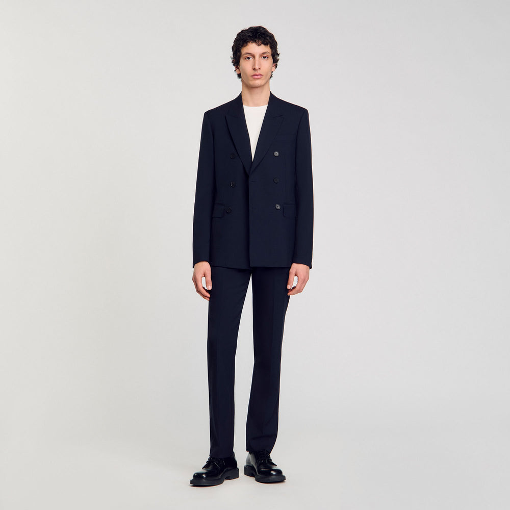 Double-breasted suit jacket Navy Blue Sandro Men
