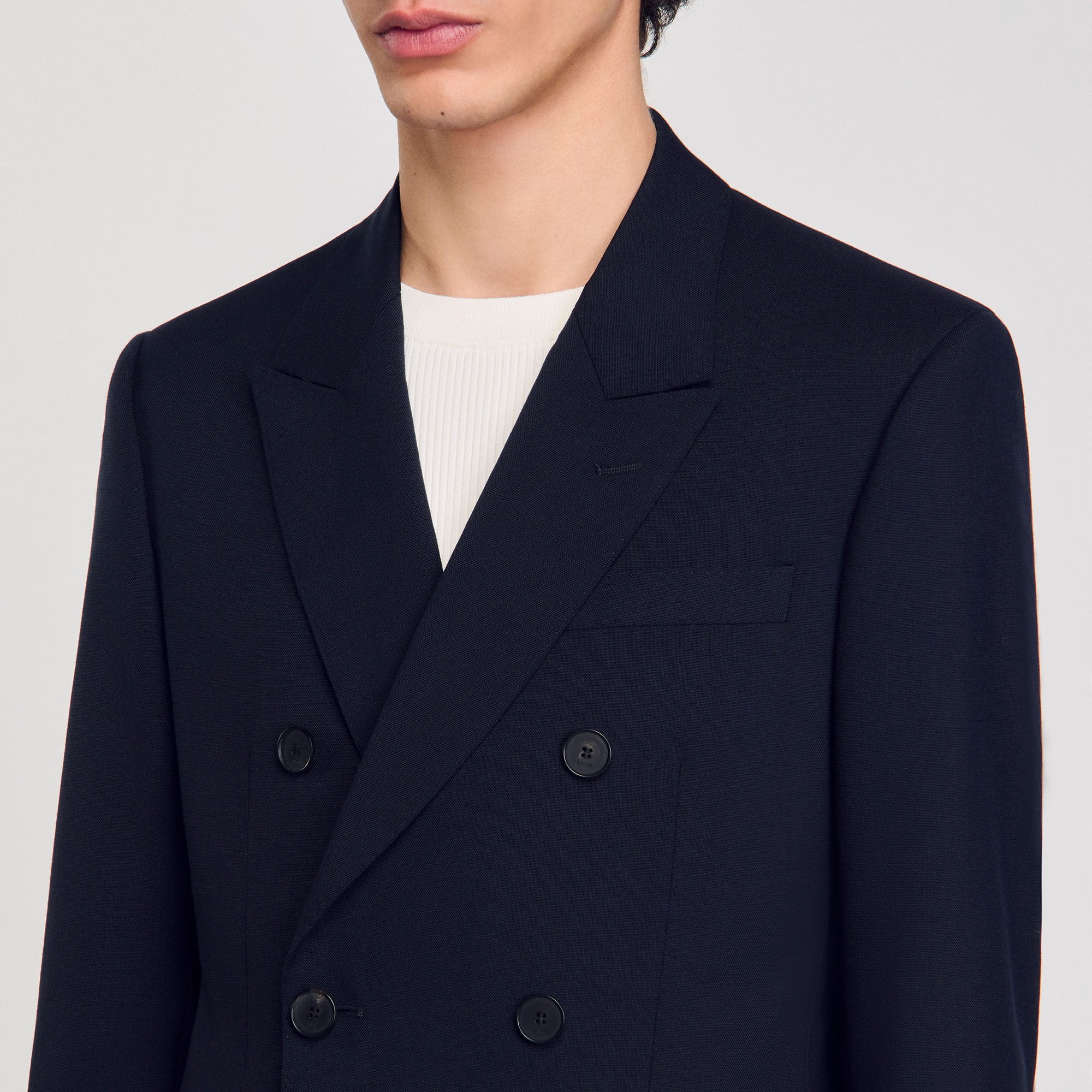 Double-breasted suit jacket Navy Blue Sandro Men