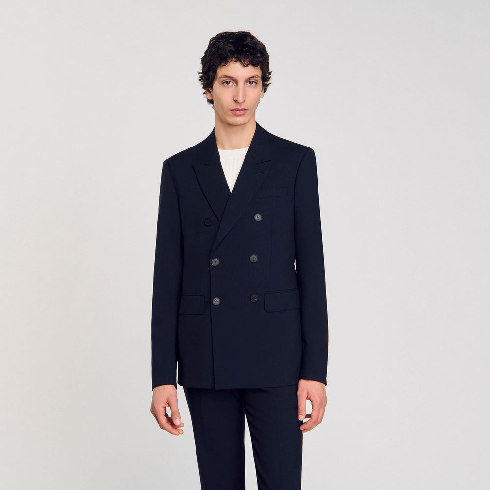 Double-breasted suit jacket Navy Blue Sandro Men
