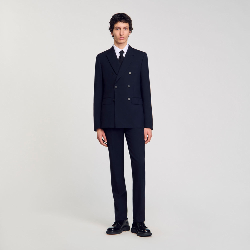 Double-breasted suit jacket Navy Blue Sandro Men