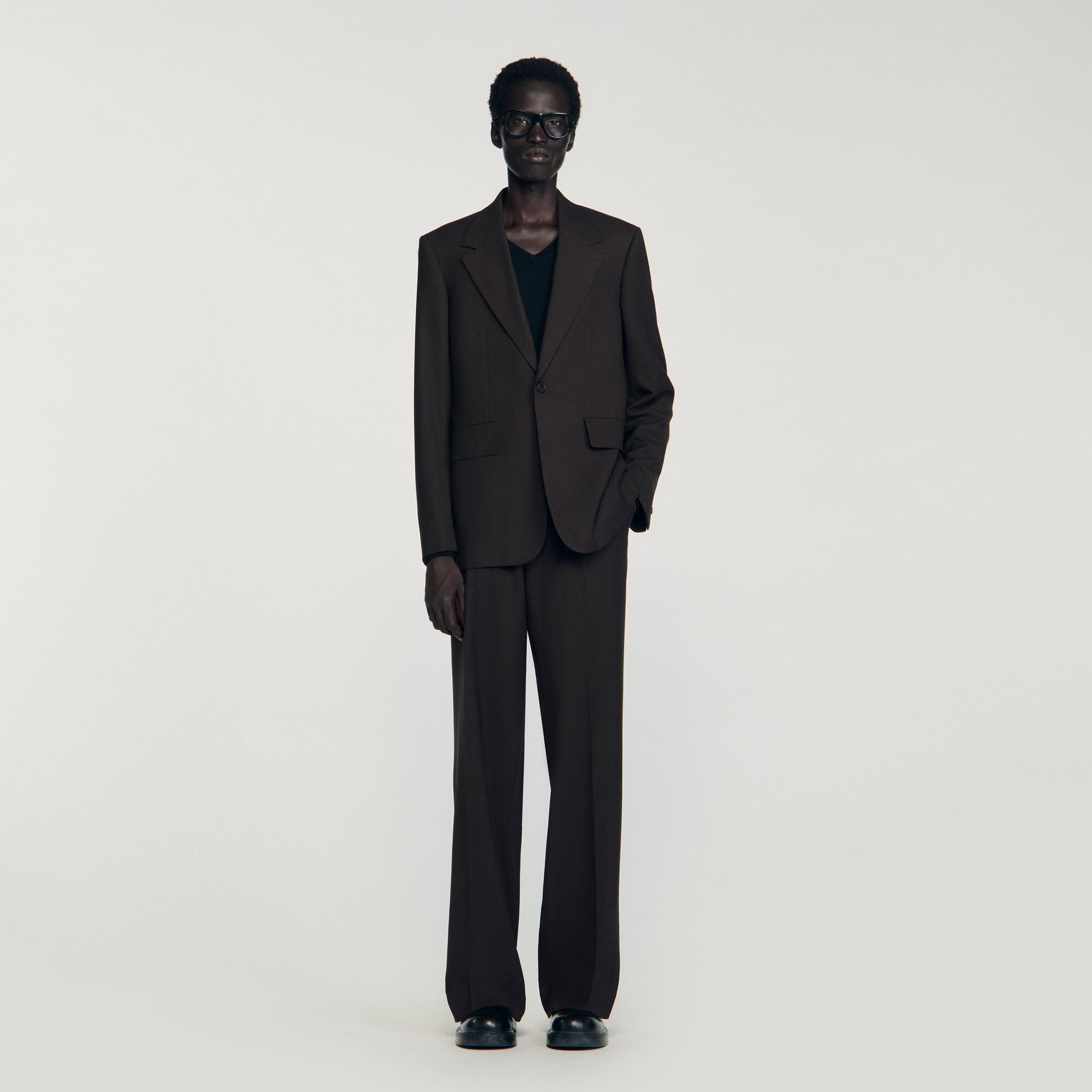 Wool suit jacket Chocolate Sandro Men