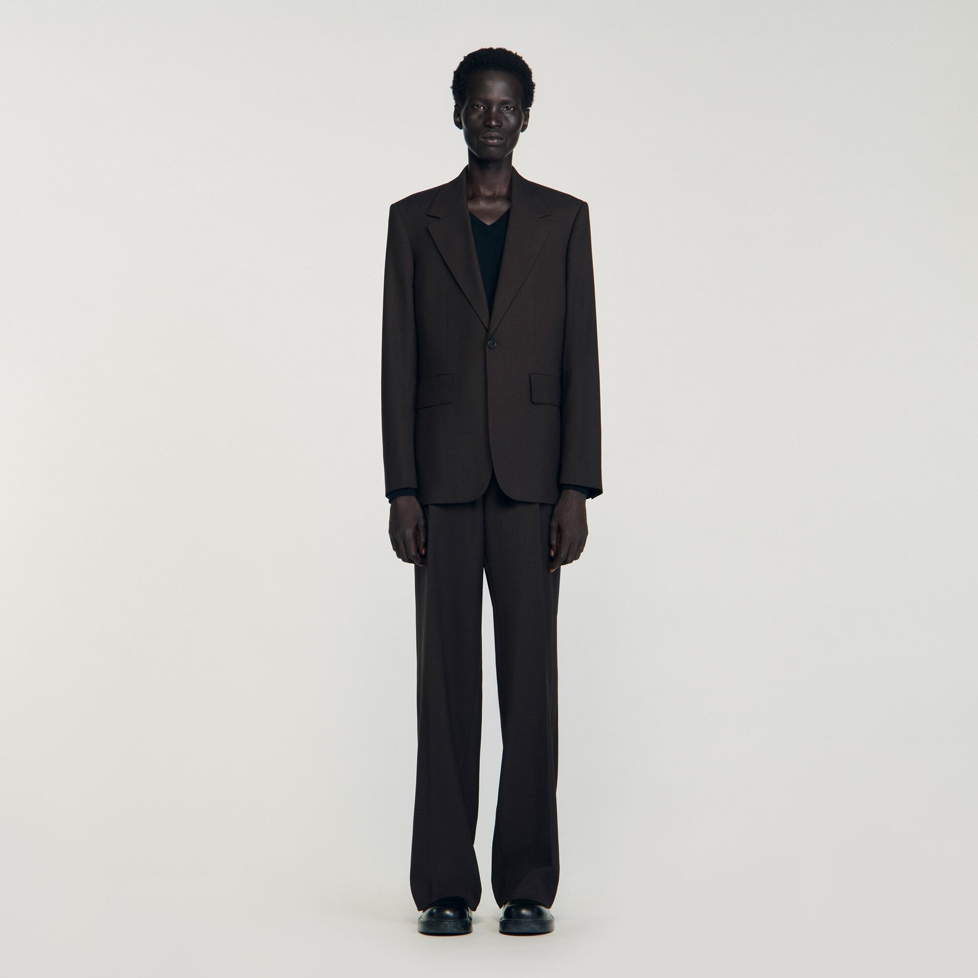 Wool suit jacket Chocolate Sandro Men