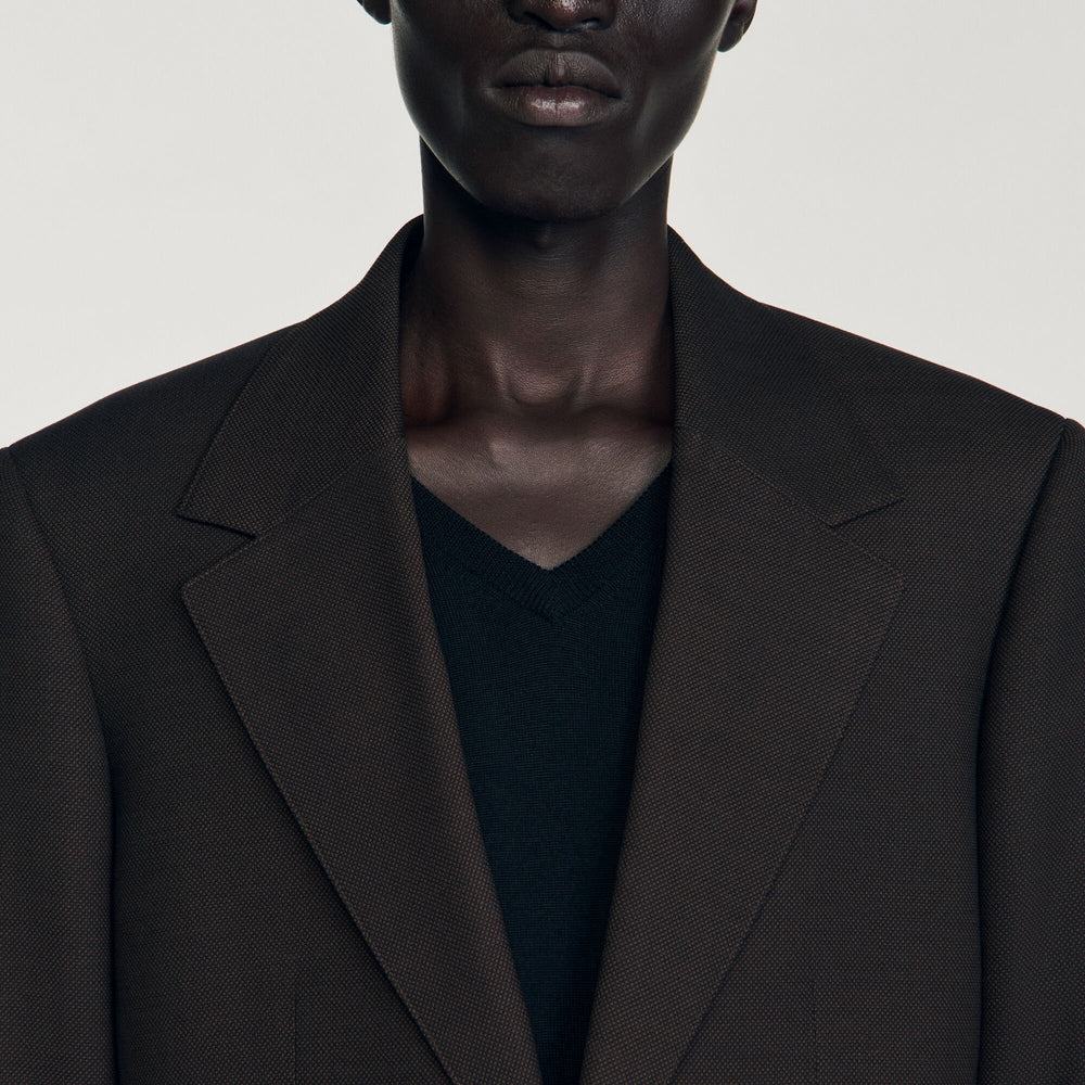 Wool suit jacket Chocolate Sandro Men