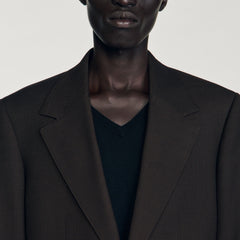 Wool suit jacket Chocolate Sandro Men