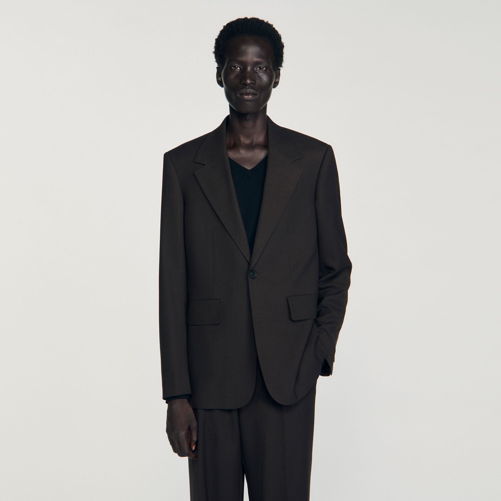 Wool suit jacket Chocolate Sandro Men