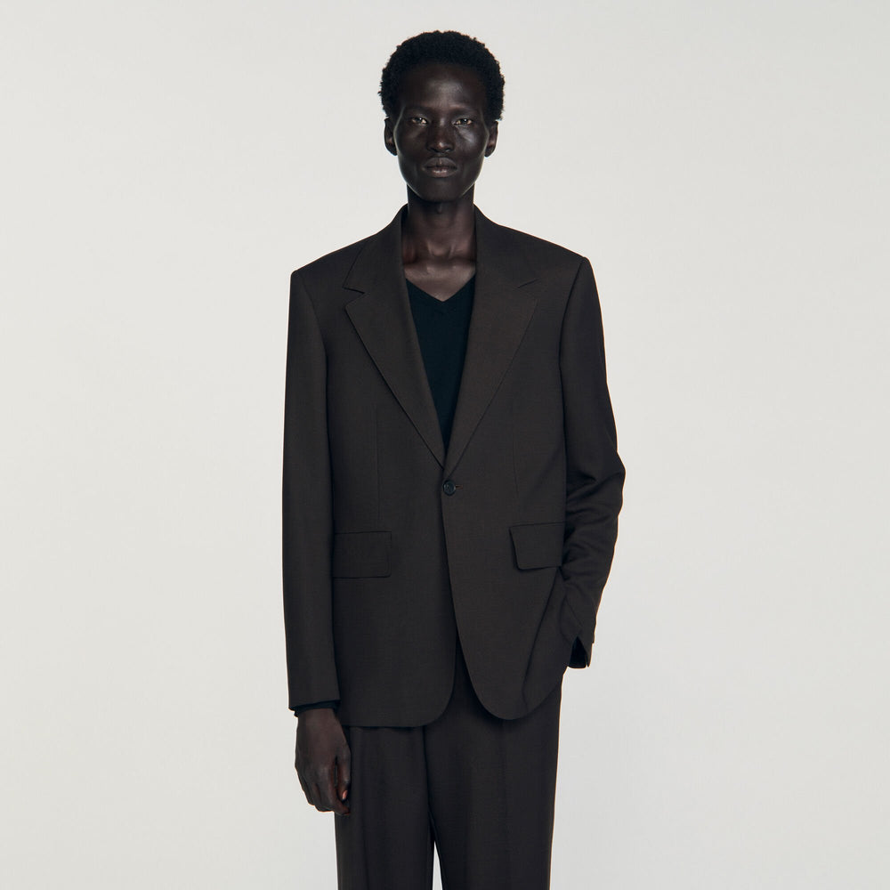 Wool suit jacket Chocolate Sandro Men