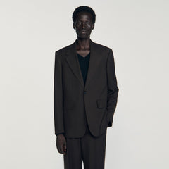 Wool suit jacket Chocolate Sandro Men