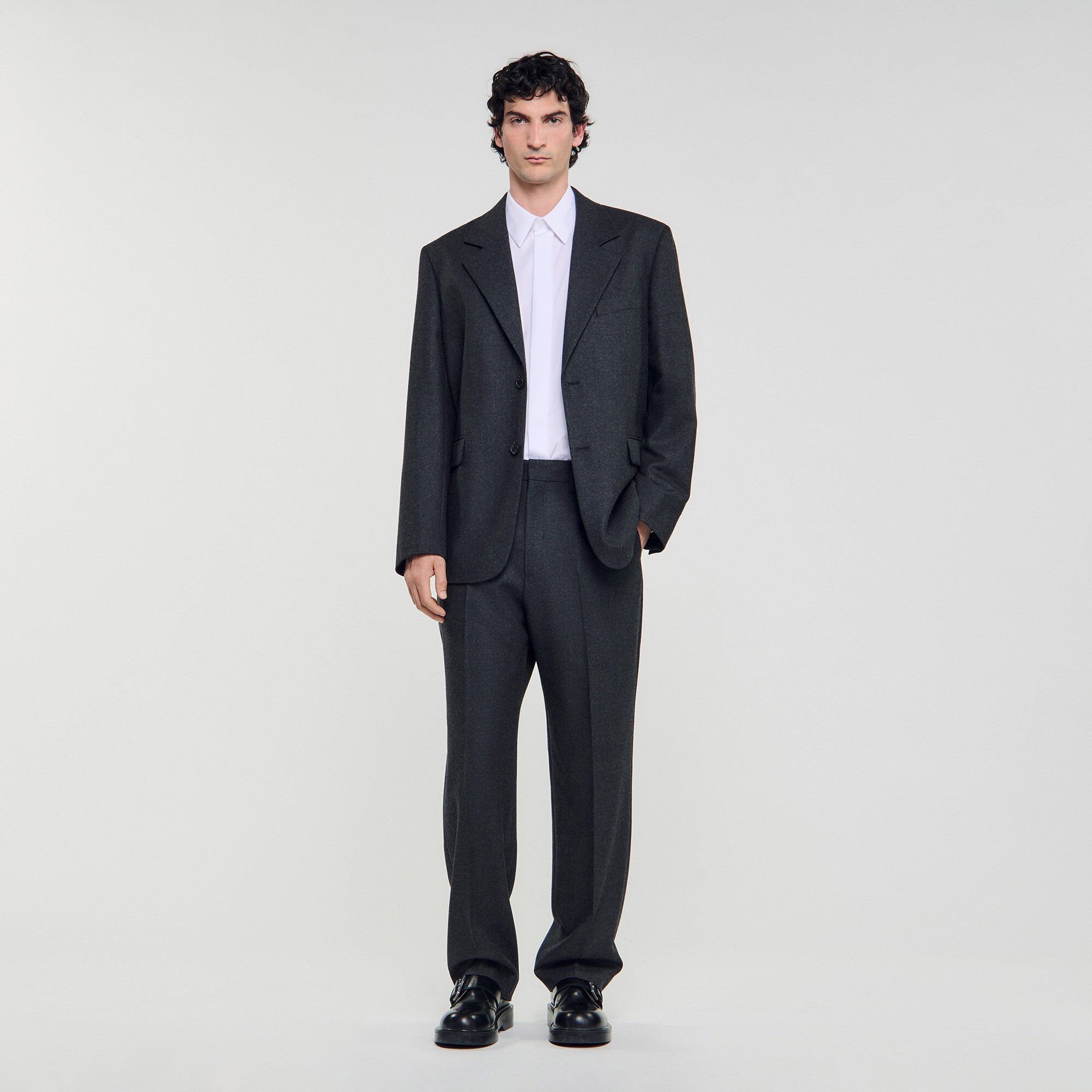 Wool suit jacket Heather Charcoal Sandro Men