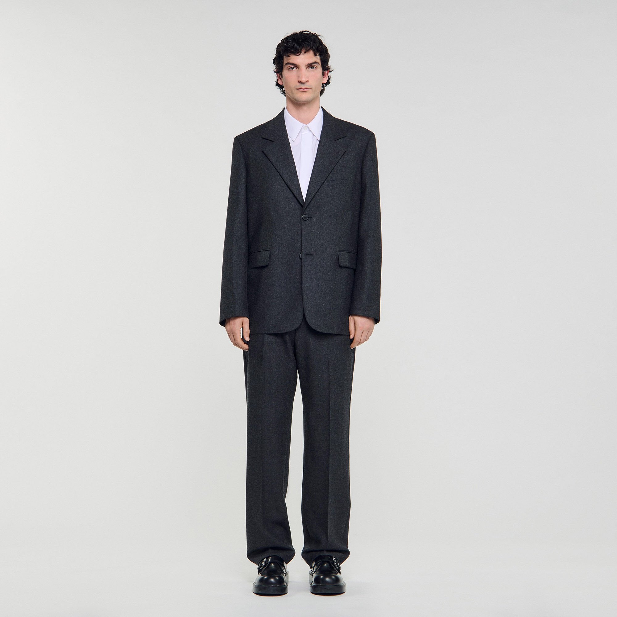 Wool suit jacket Heather Charcoal Sandro Men