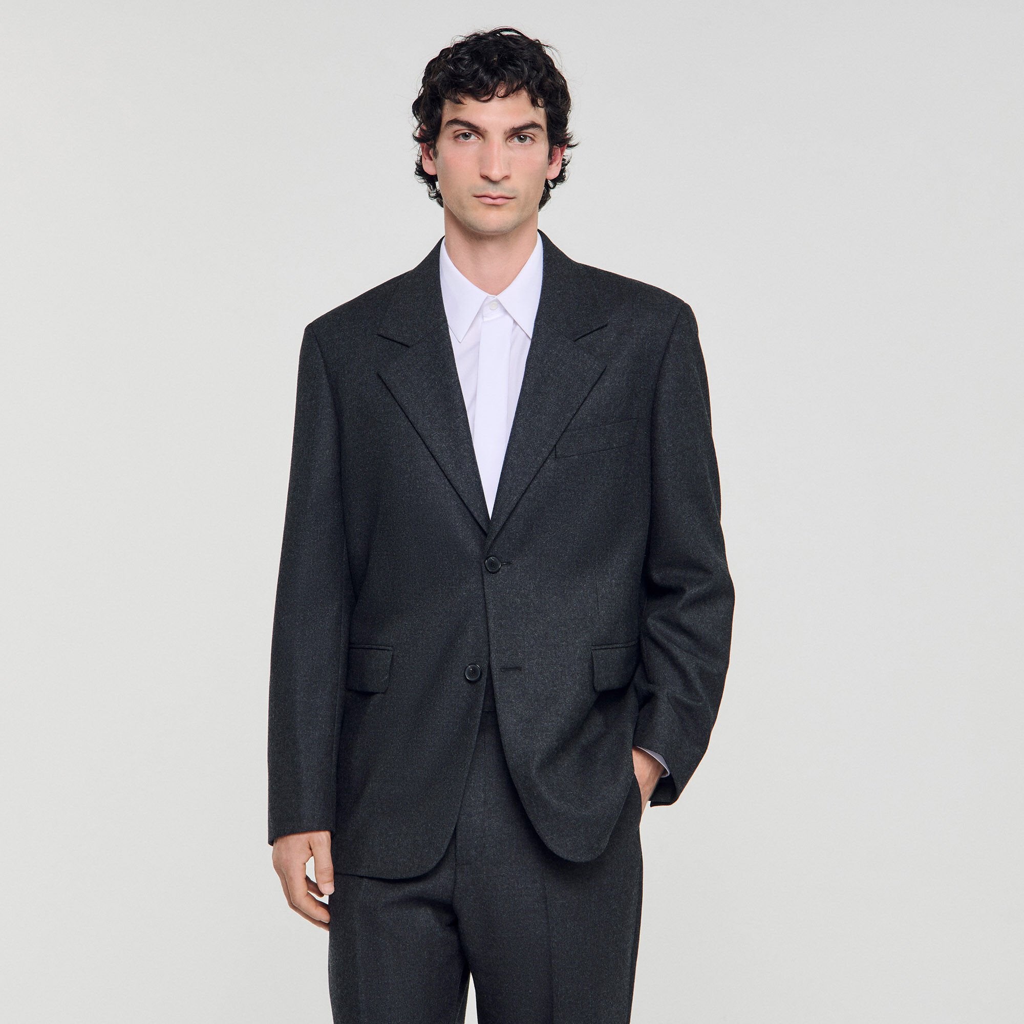 Wool suit jacket Heather Charcoal Sandro Men