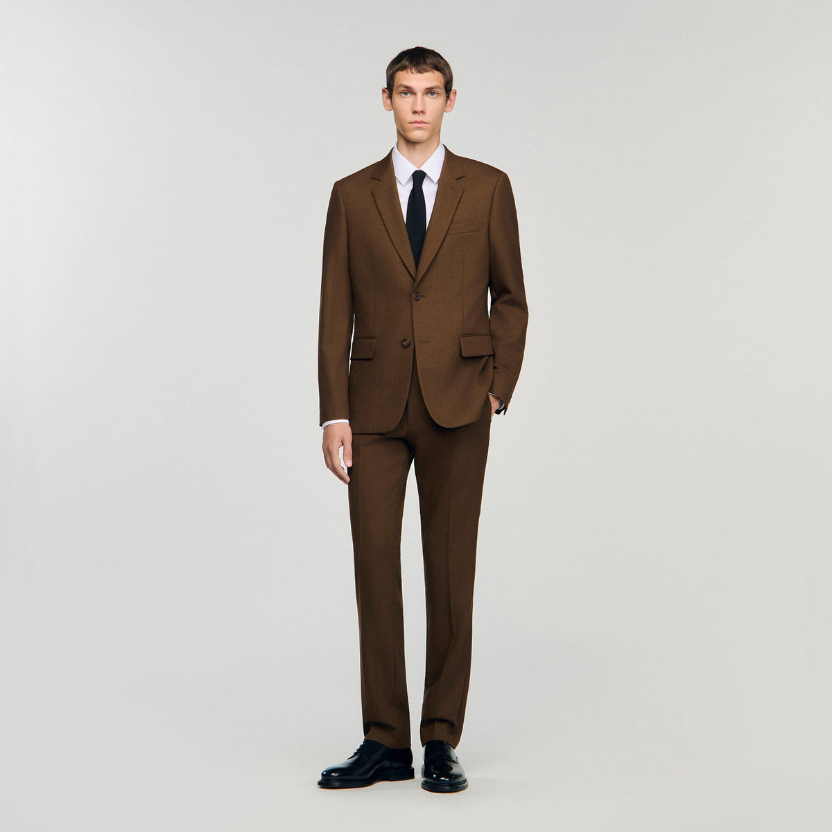 Wool suit jacket Tobacco Brown Sandro Men