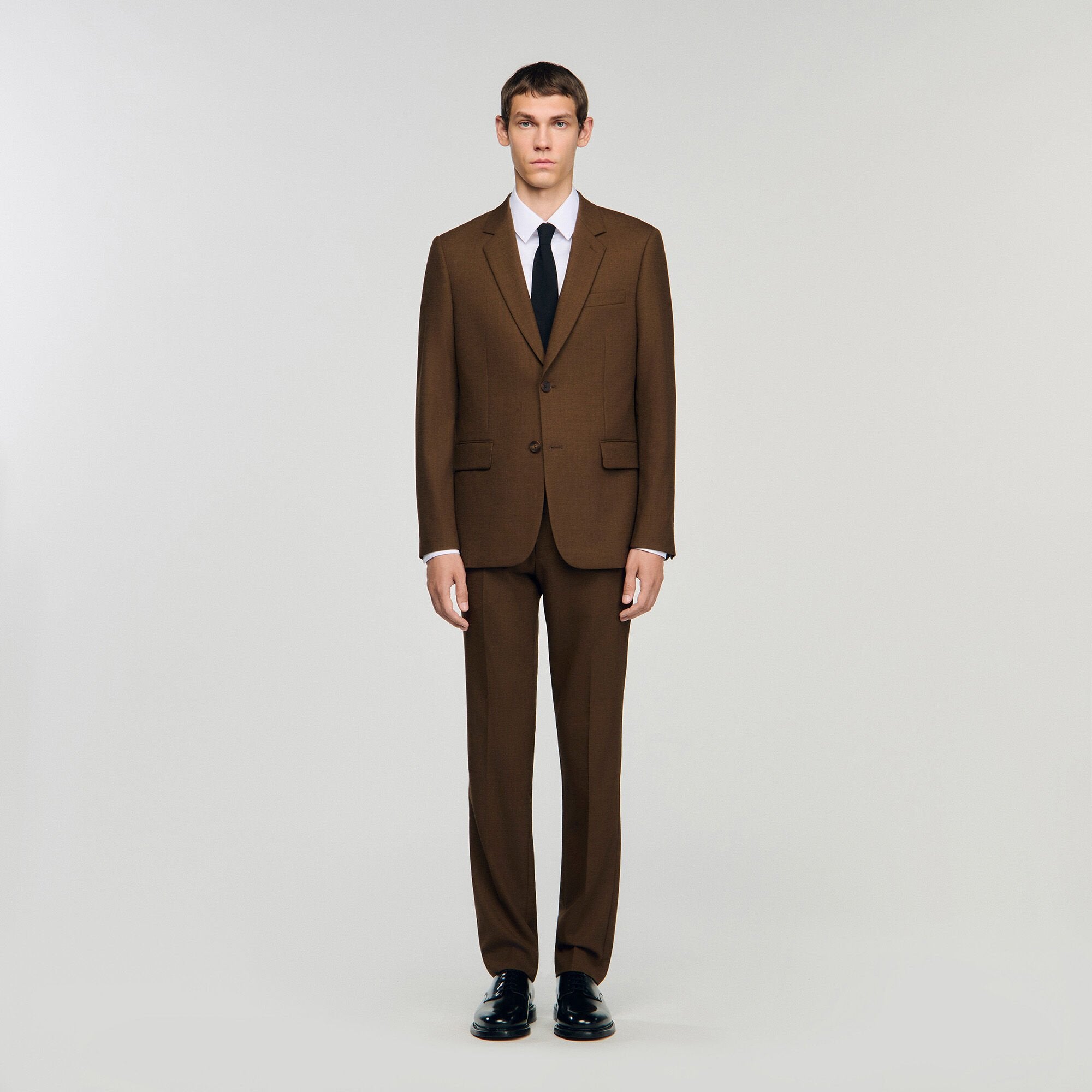 Wool suit jacket Tobacco Brown Sandro Men