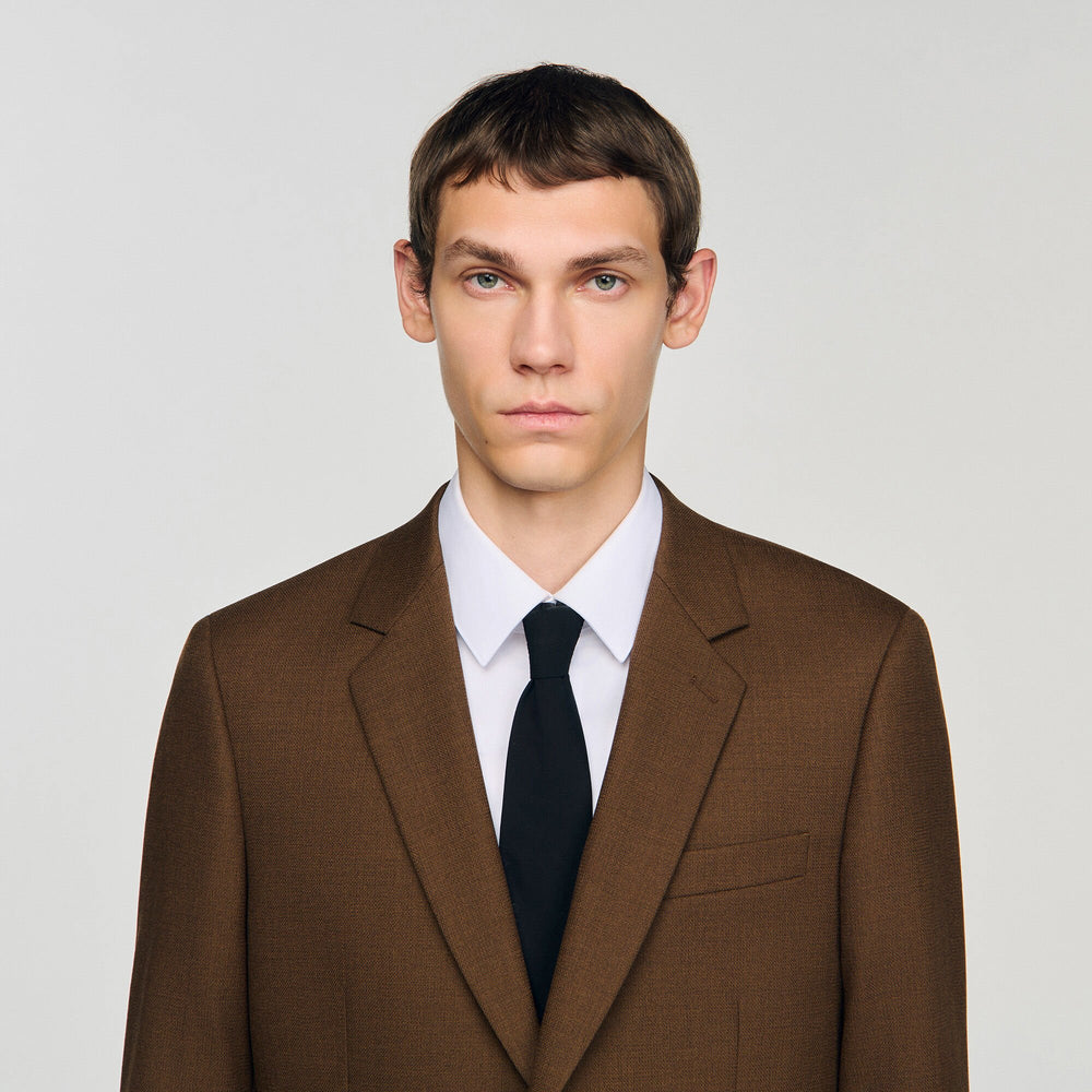 Wool suit jacket Tobacco Brown Sandro Men