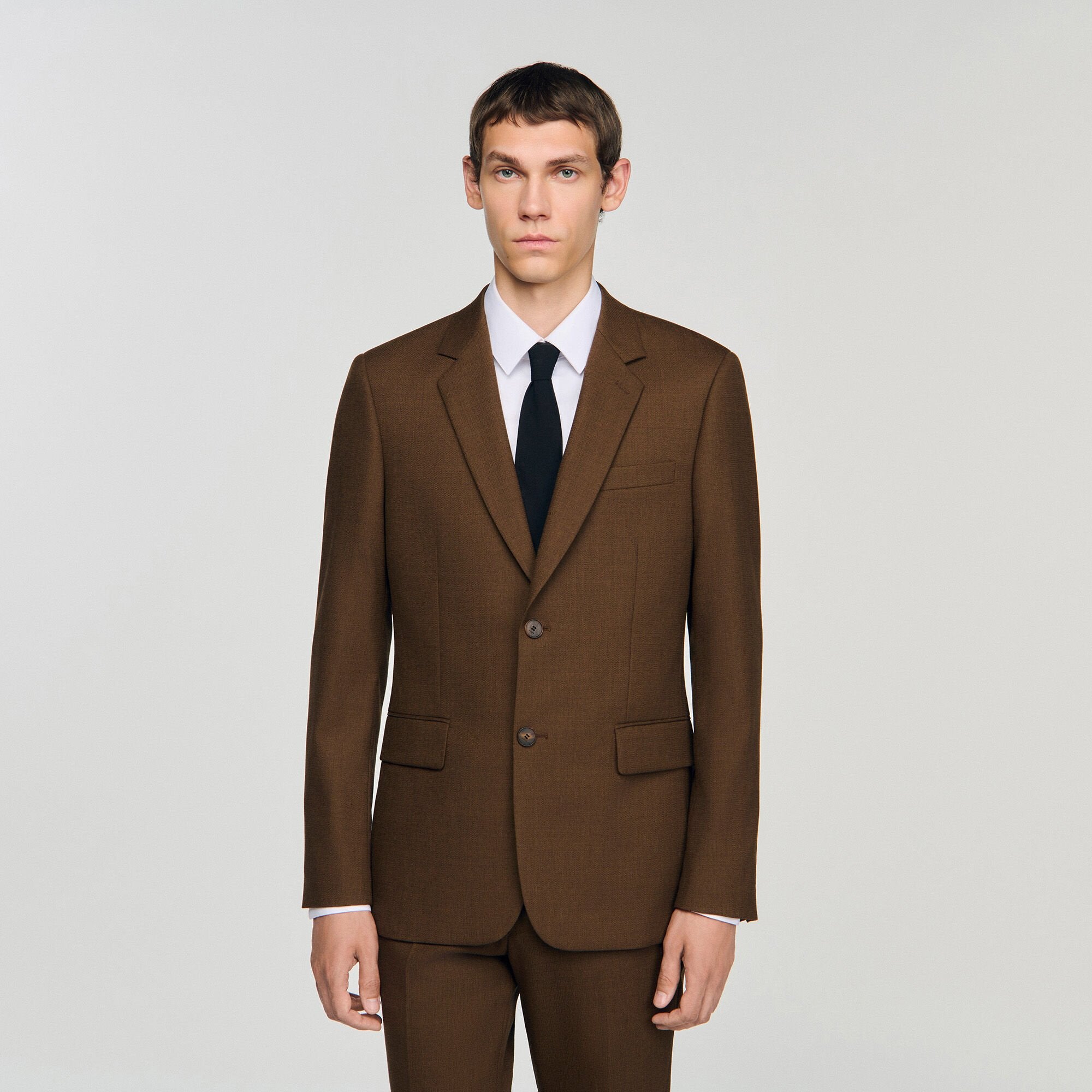 Wool suit jacket Tobacco Brown Sandro Men