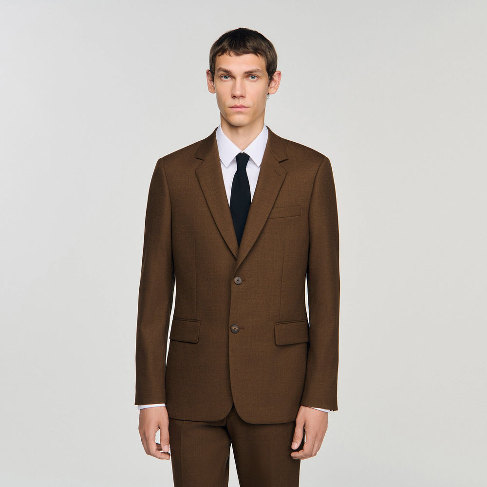 Wool suit jacket Tobacco Brown Sandro Men