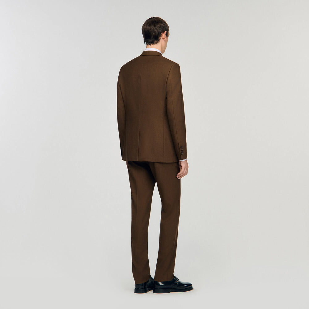 Wool suit jacket Tobacco Brown Sandro Men