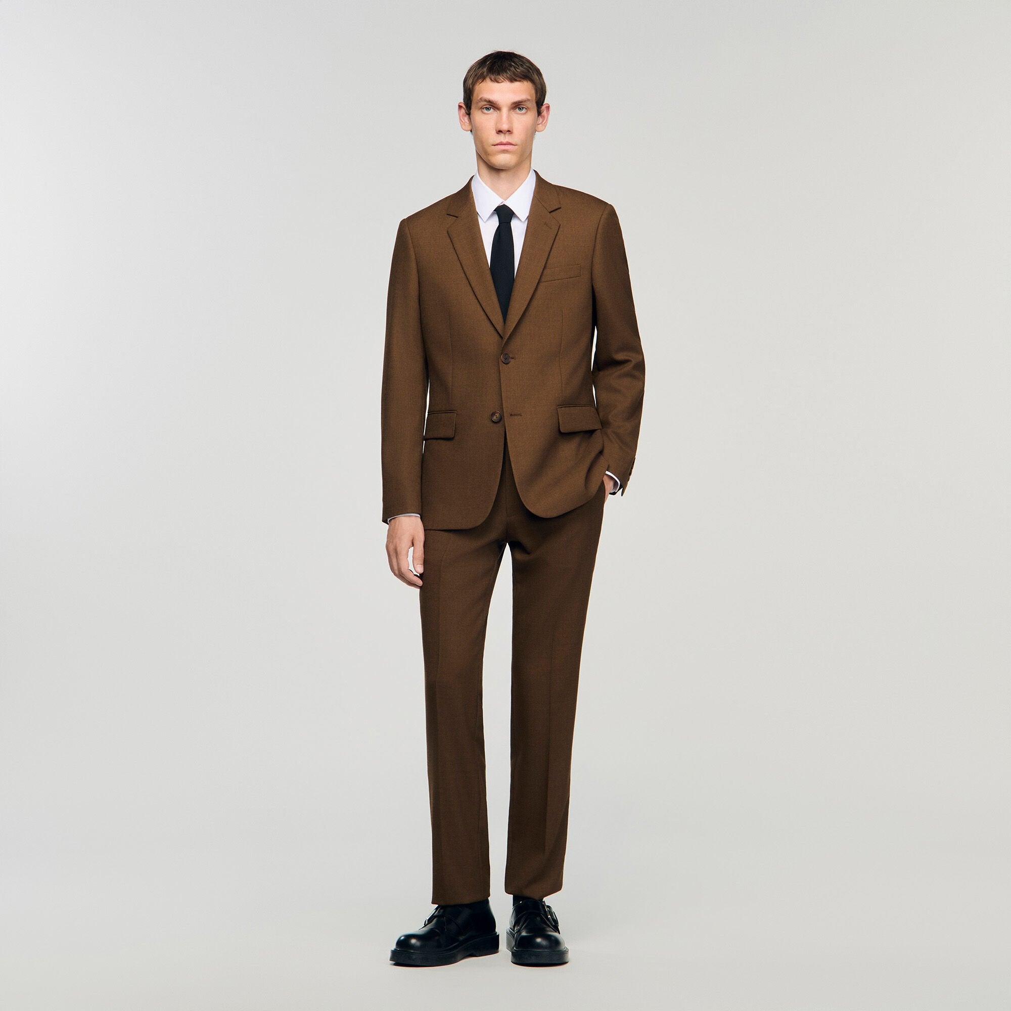 Wool suit jacket Tobacco Brown Sandro Men